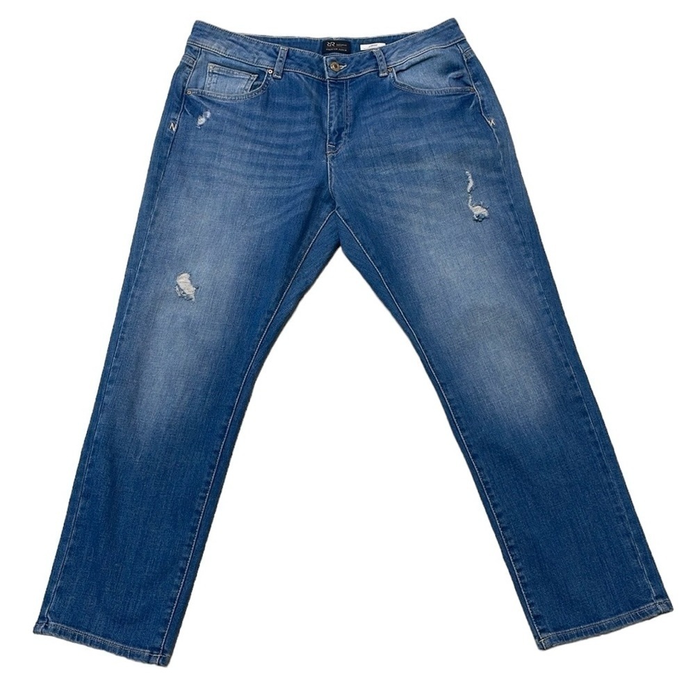 Raffaello Rossi Jeans Women's 12 EU 40 Blue Girlfriend Distressed Denim